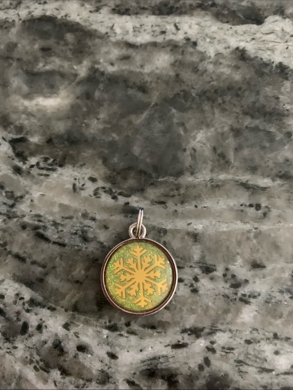 Green Glitter Snowflake Pendant Charm